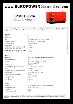 Generatoare de curent diesel Europower EPS60TDE-3A (LS)