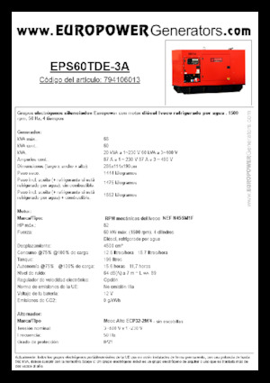 Generatoare de curent diesel Europower EPS60TDE-3A (MA)