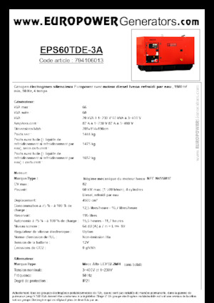 Generatoare de curent diesel Europower EPS60TDE-3A (MA)