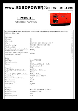 Generatoare de curent diesel Europower EPS85TDE (MA)