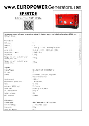 Generatoare de curent diesel Europower EPS9TDE (MA)