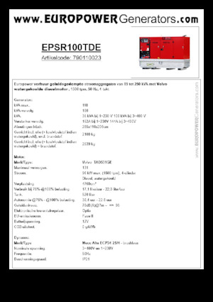 Generatoare de curent diesel Europower EPSR100TDE (MA)