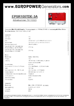 Generatoare de curent diesel Europower EPSR100TDE-3A (MA)