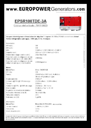 Generatoare de curent diesel Europower EPSR100TDE-3A (MA)