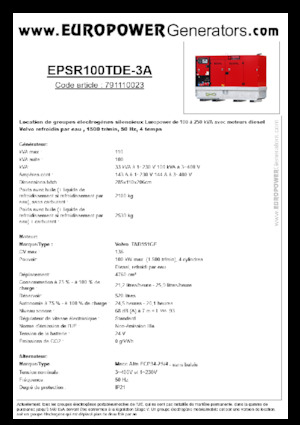 Generatoare de curent diesel Europower EPSR100TDE-3A (MA)