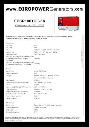 Generatoare de curent diesel Europower EPSR100TDE-3A (MA)