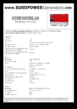 Generatoare de curent diesel Europower EPSR100TDE-3A (MA)