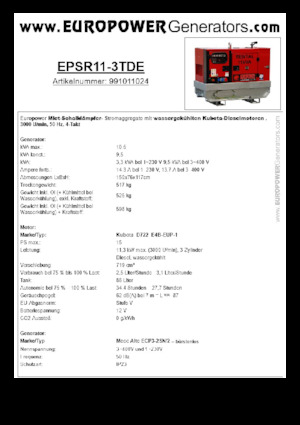 Generatoare de curent diesel Europower EPSR11-3TDE (MA)