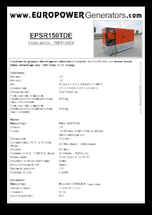 Generatoare de curent diesel Europower EPSR150TDE (MA)