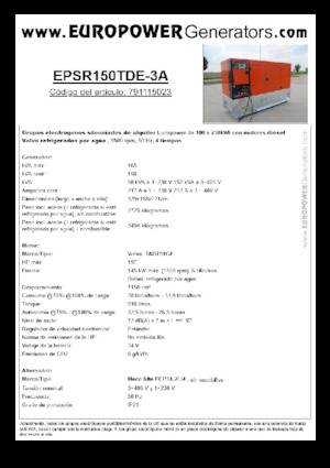 Generatoare de curent diesel Europower EPSR150TDE-3A (MA)