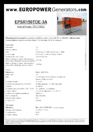 Generatoare de curent diesel Europower EPSR150TDE-3A (MA)