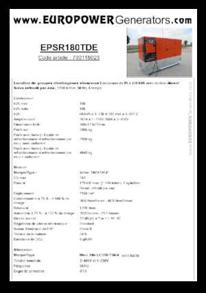 Generatoare de curent diesel Europower EPSR180TDE (MA)