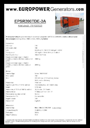 Generatoare de curent diesel Europower EPSR200TDE-3A (MA)