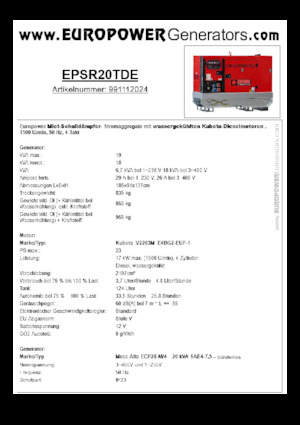 Generatoare de curent diesel Europower EPSR20TDE (MA)