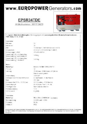 Generatoare de curent diesel Europower EPSR34TDE (MA)