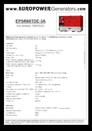 Generatoare de curent diesel Europower EPSR60TDE-3A (LS)