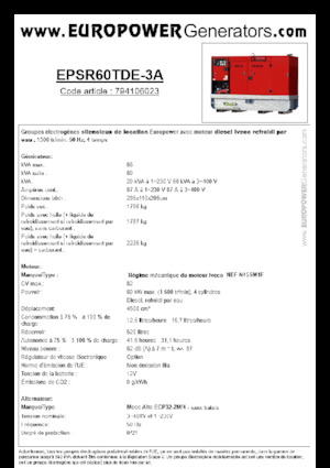 Generatoare de curent diesel Europower EPSR60TDE-3A (MA)