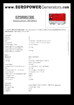 Generatoare de curent diesel Europower EPSR85TDE (LS)