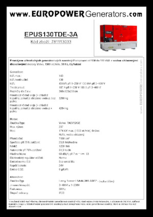 Generatoare de curent diesel Europower EPUS130TDE-3A (LS)