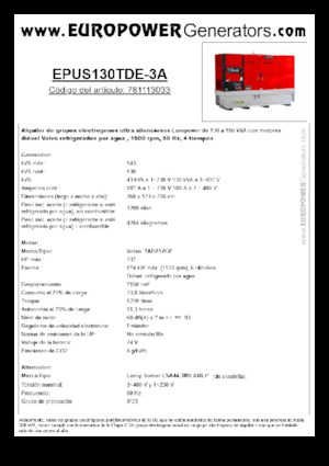 Generatoare de curent diesel Europower EPUS130TDE-3A (LS)