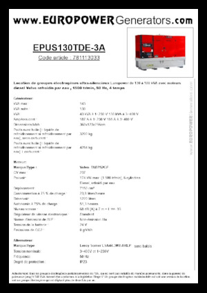 Generatoare de curent diesel Europower EPUS130TDE-3A (LS)