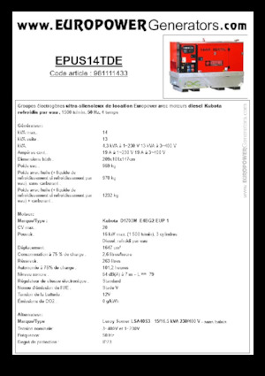 Generatoare de curent diesel Europower EPUS14TDE (LS)