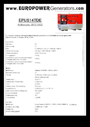 Generatoare de curent diesel Europower EPUS14TDE (LS)