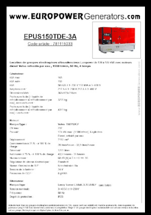Generatoare de curent diesel Europower EPUS150TDE-3A (LS)