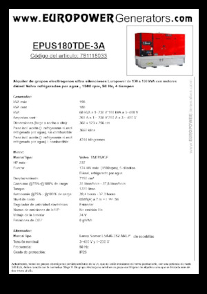 Generatoare de curent diesel Europower EPUS180TDE-3A (LS)