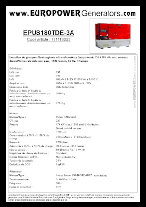 Generatoare de curent diesel Europower EPUS180TDE-3A (LS)
