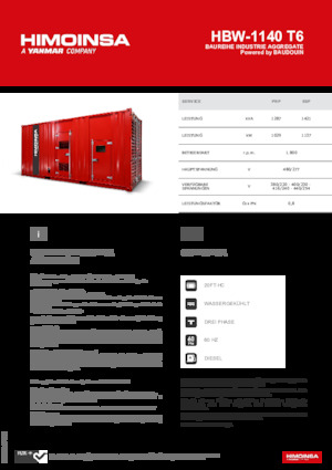 Generatoare de curent diesel HIMOINSA HBW-1140 T6