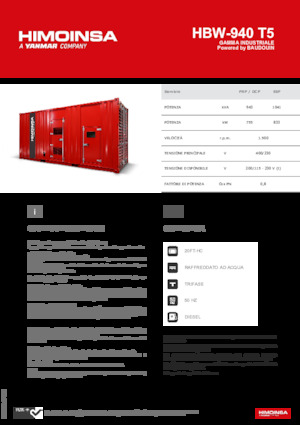 Generatoare de curent diesel HIMOINSA HBW-940 T5