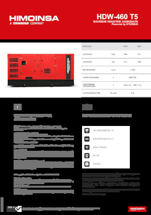 Generatoare de curent diesel HIMOINSA HDW-460 T5