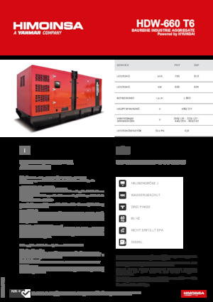 Generatoare de curent diesel HIMOINSA HDW-660 T6