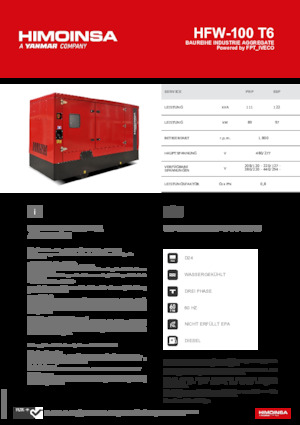 Generatoare de curent diesel HIMOINSA HFW-100 T6