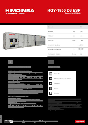 Generatoare de curent diesel HIMOINSA HGY-1850 D6 ESP