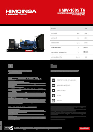 Generatoare de curent diesel HIMOINSA HMW-1005 T6