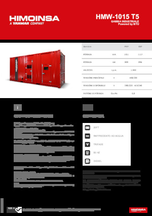 Generatoare de curent diesel HIMOINSA HMW-1015 T5