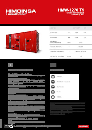 Generatoare de curent diesel HIMOINSA HMW-1270 T5
