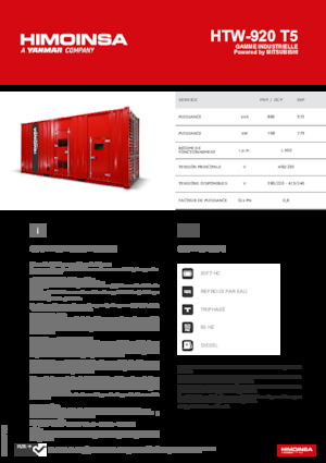 Generatoare de curent diesel HIMOINSA HTW-920 T5