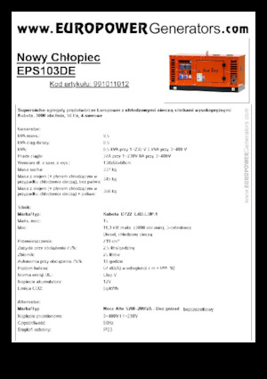 Generatoare de curent diesel Europower New Boy EPS103DE (MA)