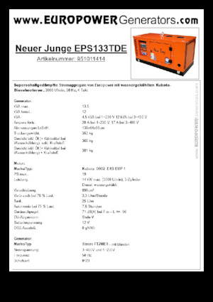 Generatoare de curent diesel Europower New Boy EPS133TDE (S)