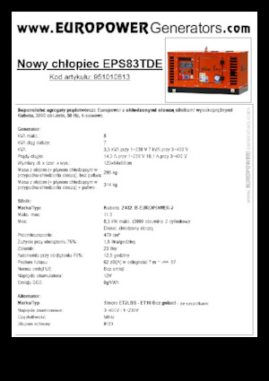 Generatoare de curent diesel Europower New Boy EPS83TDE (S)
