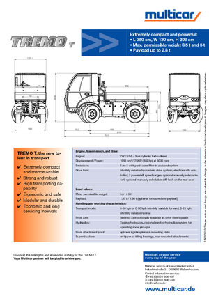 Vehicule municipale multifuncționale diesel Multicar TREMO T+