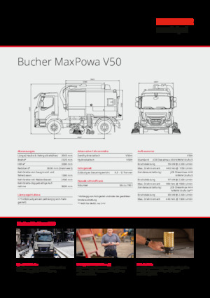 Măturători stradale montate pe camion, operare duală Bucher-Schörling MaxPowa V50m