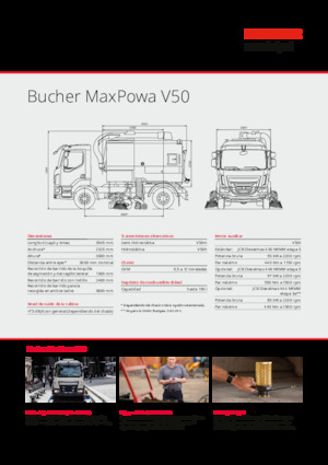 Măturători stradale montate pe camion, operare duală Bucher-Schörling MaxPowa V50m
