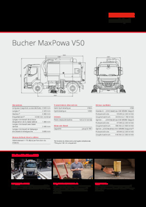 Măturători stradale montate pe camion, operare duală Bucher-Schörling MaxPowa V50m