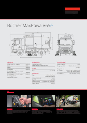 Măturători stradale montate pe camion, operare duală Bucher-Schörling MaxPowa V65e