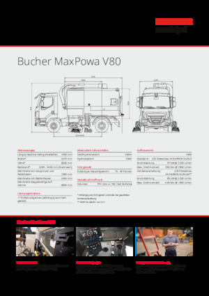 Măturători stradale montate pe camion, operare duală Bucher-Schörling MaxPowa V80h