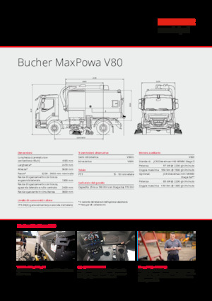 Măturători stradale montate pe camion, operare duală Bucher-Schörling MaxPowa V80h